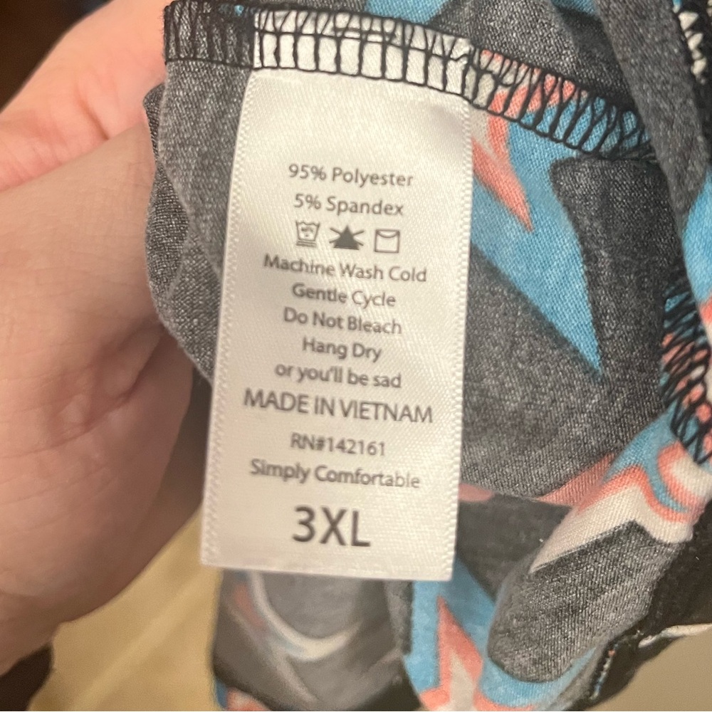 3XL LuLaRoe Black Top with Colorful Star Patterns - Picture 5 of 6